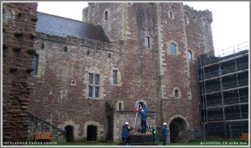 Front tower leading into Doune Castle courtyard – door to right is main entrance.